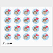 Sticker Rond Chouette de la Saint-Valentin (Feuille)