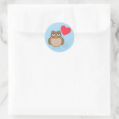 Sticker Rond Chouette de la Saint-Valentin (Sac)