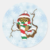 Sticker Rond Chouette de Noël (Devant)