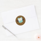 Sticker Rond Chouette de printemps {aqua} (Enveloppe)