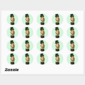 Sticker Rond Chouette de Saint Patrick Leprechaun gardien (Feuille)