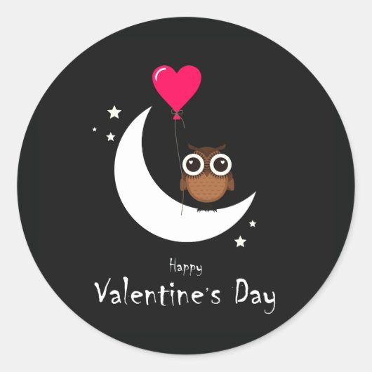 Sticker Rond Chouette de Saint Valentin (Devant)
