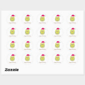 Sticker Rond Chouette de vacances à Santa Hat (Feuille)