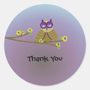 Sticker Rond Chouette des bois Merci
