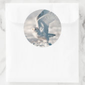 Sticker Rond Chouette des neiges décolle de la neige (Sac)