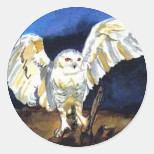 Sticker Rond Chouette des neiges par Paula Atwell (Devant)