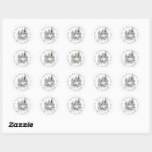Sticker Rond Chouette effraie rustique aquarelle de vacances (Feuille)