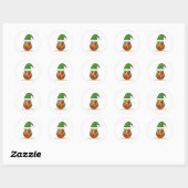 Sticker Rond Chouette elfe de Noël avec présent (Feuille)