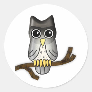 Sticker Rond Chouette en bois Halloween mignonne