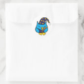 Sticker Rond Chouette endormie Ours en peluche bleu (Sac)