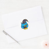 Sticker Rond Chouette endormie Ours en peluche bleu (Enveloppe)