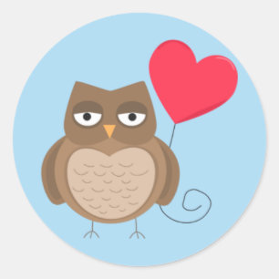 Sticker Rond Chouette épervière de Saint-Valentin mignonne