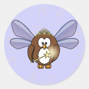 Sticker Rond chouette fée