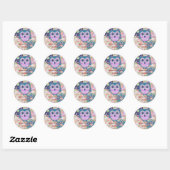 Sticker Rond chouette florale mignonne (Feuille)