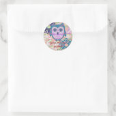 Sticker Rond chouette florale mignonne (Sac)