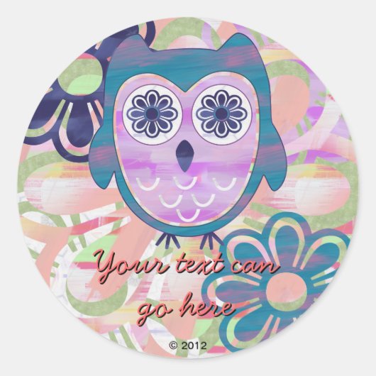 Sticker Rond chouette florale mignonne (Devant)
