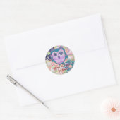 Sticker Rond chouette florale mignonne (Enveloppe)
