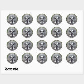 Sticker Rond Chouette grise (Feuille)