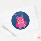Sticker Rond Chouette Love You Valentine Round Sticker, Glossy (Enveloppe)