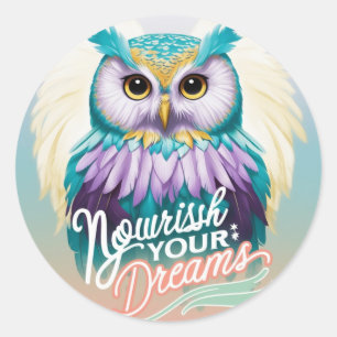 Sticker Rond "Chouette majestueuse avec un message motivationne