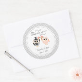Sticker Rond Chouette Mariage Merci (Enveloppe)
