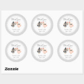 Sticker Rond Chouette Mariage Merci (Feuille)