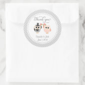Sticker Rond Chouette Mariage Merci (Sac)