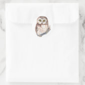 Sticker Rond Chouette mignonne, Aquarelle Nature des oiseaux, (Sac)