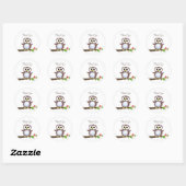 Sticker Rond Chouette mignonne merci (Feuille)