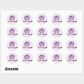 Sticker Rond Chouette mignonne pourpre (Feuille)