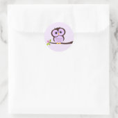 Sticker Rond Chouette mignonne pourpre (Sac)