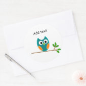 Sticker Rond Chouette : Modèle de Chouette bleue et d'or (Enveloppe)