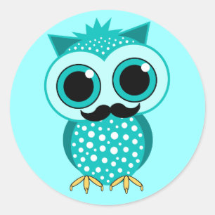 Sticker Rond chouette moustache