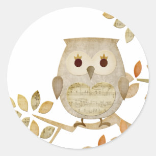Sticker Rond Chouette musicale