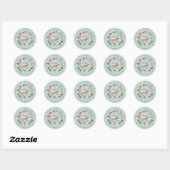 Sticker Rond Chouette Noël Nom de Noël bleu (Feuille)