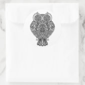 Sticker Rond Chouette ornée inspirée tirée à la main (Sac)