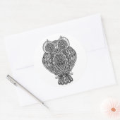 Sticker Rond Chouette ornée inspirée tirée à la main (Enveloppe)