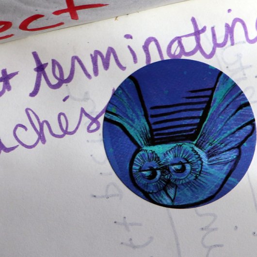 Sticker Rond Chouette pourpre