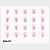 Sticker Rond Chouette rayée rose (Feuille)