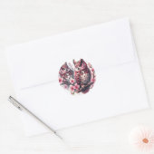 Sticker Rond Chouette rose (Enveloppe)