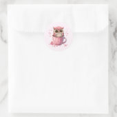 Sticker Rond Chouette rose mignonne en coupe (Sac)