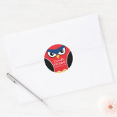Sticker Rond Chouette rouge Noir Cute Chouette Anniversaire Sti (Enveloppe)