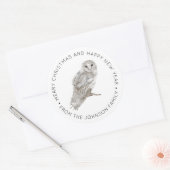 Sticker Rond Chouette rustique en hiver (Enveloppe)