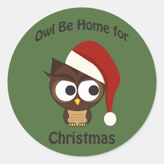 Sticker Rond Chouette soit à la maison pour Noël ! (Devant)