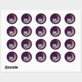 Sticker Rond Chouette sur la Lune (Feuille)