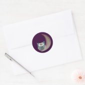 Sticker Rond Chouette sur la Lune (Enveloppe)