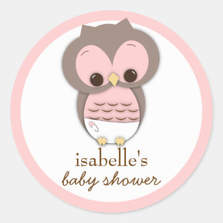 Sticker Rond Chouette Sweet Little Baby Girl Owl Favoriser Stic