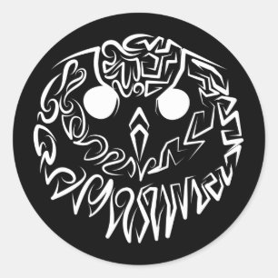 Sticker Rond Chouette tribale noire et blanche