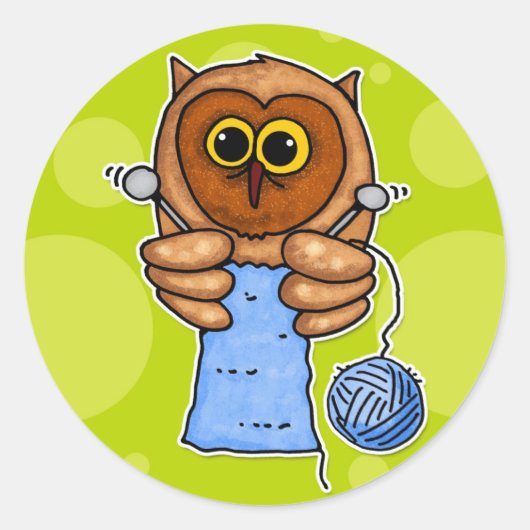 Sticker Rond chouette tricot (Devant)