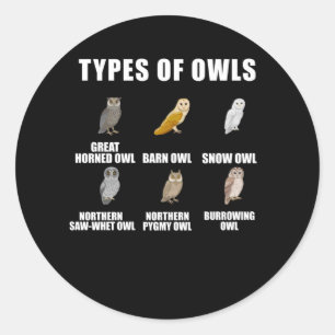 Sticker Rond Chouette Types Écorce de neige Inséparables d'ob